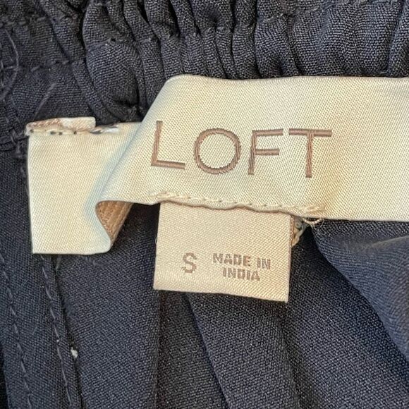 Loft Embroidered Floral Print Halter Top Navy Blue White Off The Shoulder Peplum - Picture 8 of 9